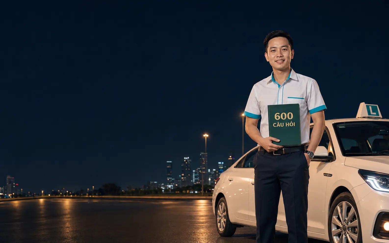 Thầy Đạt hướng dẫn đào tạo lái xe bên xe tập lái